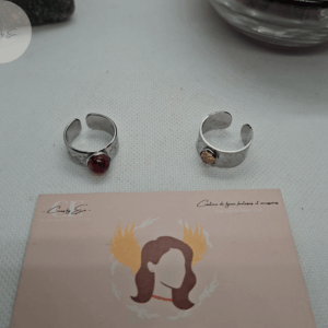 Bague ajustable argentée en résine Utsuroi CREAS BY EA