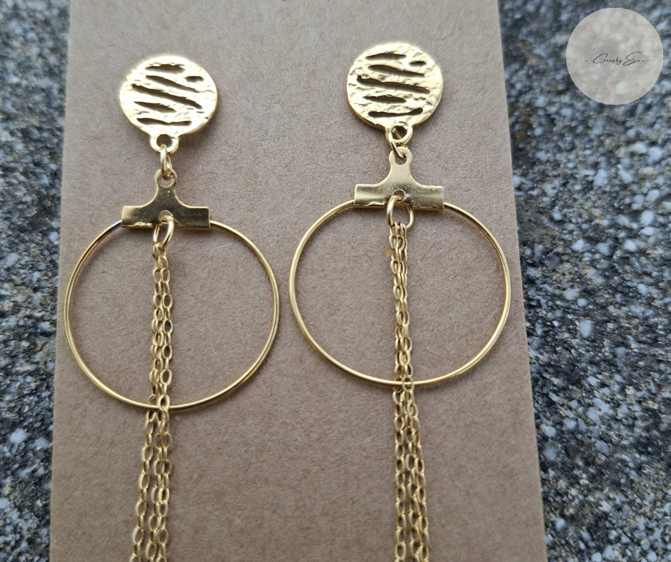 Boucles d’oreilles dorées à chaînes Kōsen | CREAS BY EA – Image 5