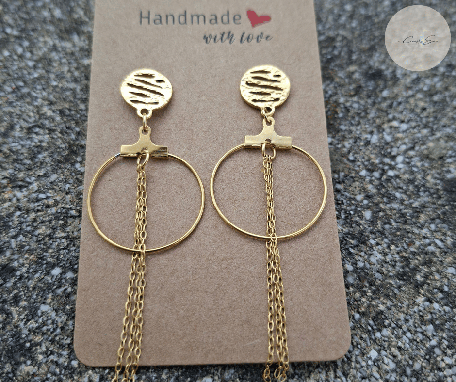 Boucles d’oreilles dorées artisanales Kōsen CREAS BY EA