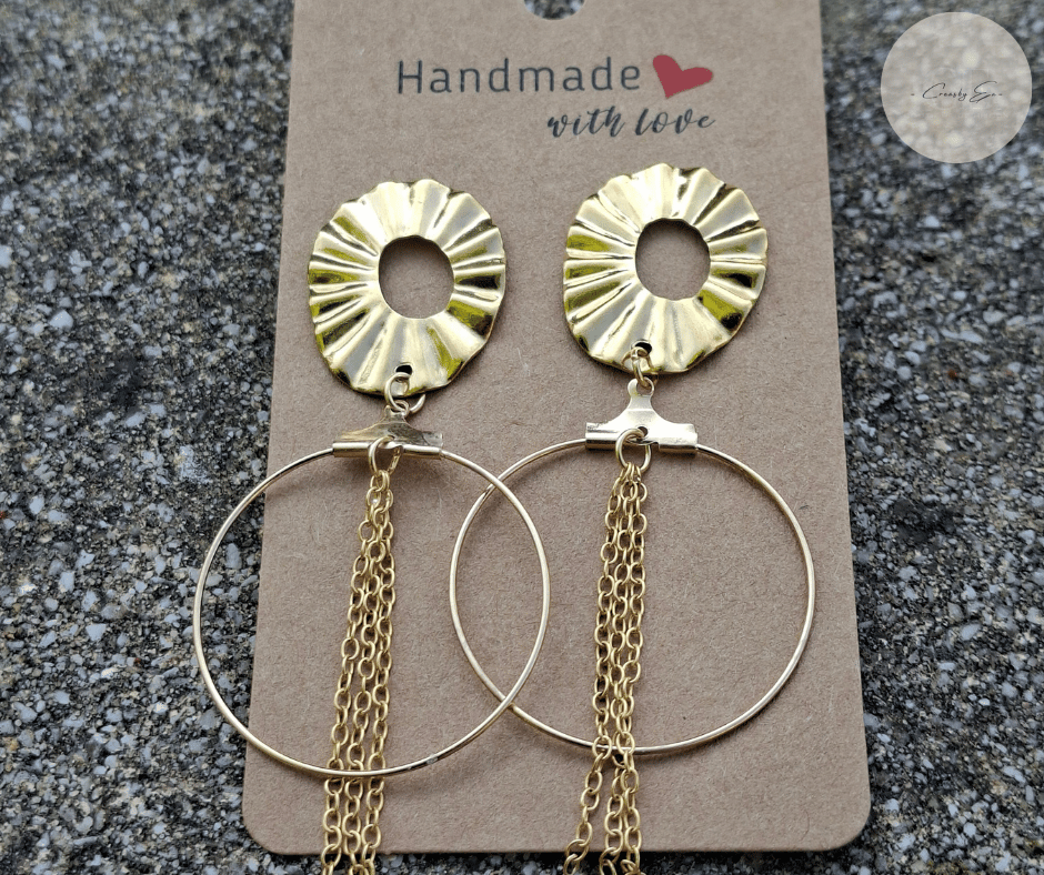 Boucles d’oreilles dorées à chaînes Kōsen | CREAS BY EA – Image 2